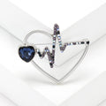 Heart Electrocardiogram Brooch Open Frame Rhinestone Line view 6