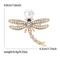Pearl Head Dragonfly Brooch Rhinestone Wings Silver or Gold view 5