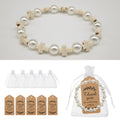 Pearl Cross Bead Stretch Bracelet Cream Tone Beads view 1