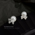 Two-Way Pearl Stud Earrings Silver Butterfly Overlay Charms view 3