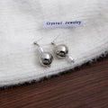 Asymmetric Silver Metal Ball White Pearl Drop Stud Earrings view 4