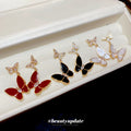Crystal Enamel Butterfly Drop Earrings - 3 Styles Polished Decorative Design view 3
