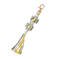 Gold Tone Woven Daisy Tassel Clip Keychains in Two Colorways view 5