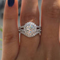 Silver Tone Round Crystal Split Shank Halo Ring Statement Jewelry view 2