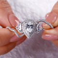White Metal Pear Halo Three-Piece Stack Ring Set Alloy view 2
