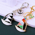 Enamel Sailboat Keychain Metal Anchor Pendant Bag Charm view 1