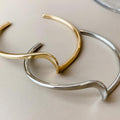 Glossy Metal Wave Twist Open Cuff Bangle Bracelet 2 Colors view 2
