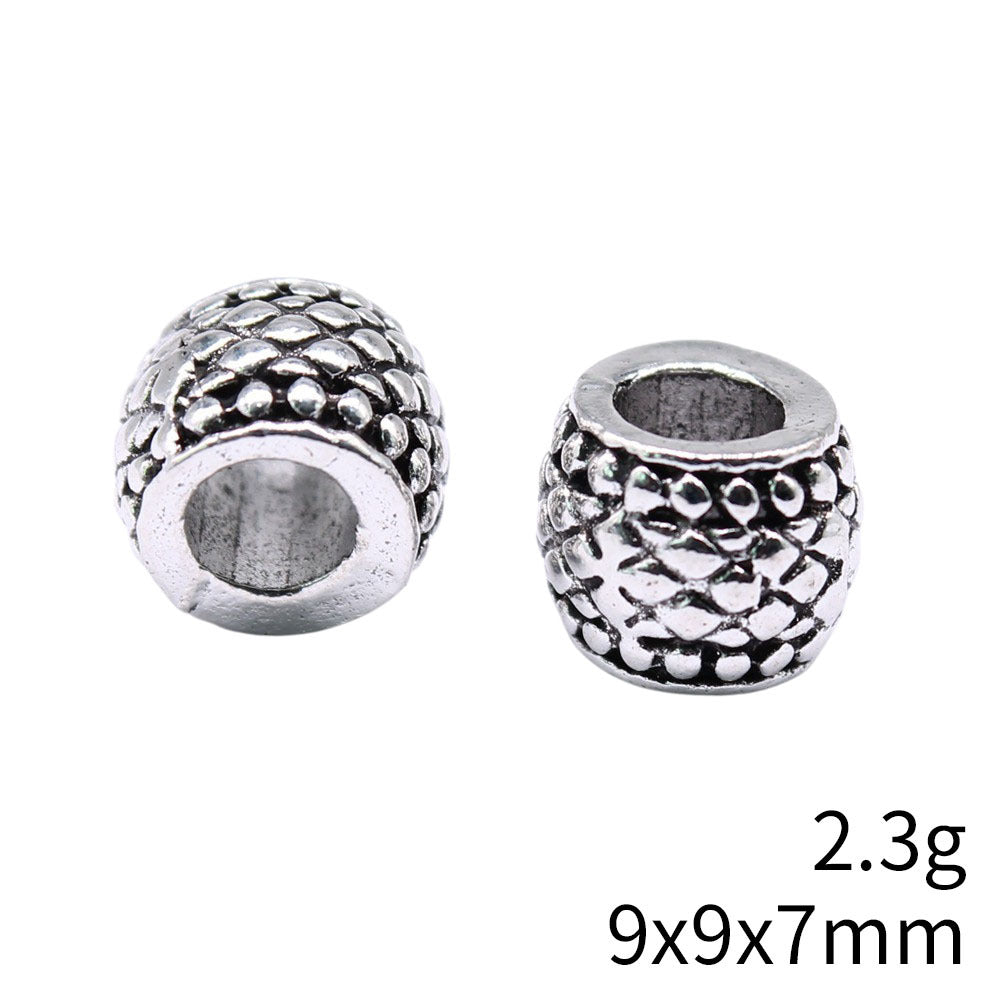 9x9x7mm 2.3g Antique Silver Zinc Alloy Large Hole Beads for DIY Bracelet and Necklace Jewelry Making