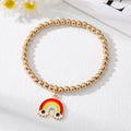 Gold Tone Beaded Smiley Butterfly Unicorn and Rainbow Bracelets view 9