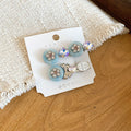 Silver Resin Disk Crystal Bow Duckbill Hair Clip Sets view 6