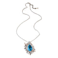 Blue Teardrop Crystal Pearl Earrings Ring Necklace Pieces view 5