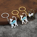 Patterned Cat Keychain With Split Ring In Four Color Styles view 1