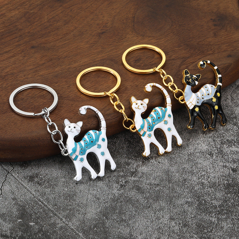 Cute Enamel Cat Alloy Keychain Bag Charm Accessory Gift