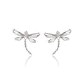 Silver Openwork Dragonfly Ear Clips Clear Rhinestone Accents view 5