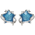 Silver Blue Star Planet Orbit Stud Earrings Crystal Accents view 5