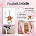 Orange Smiling Starfish Flower Crown Wood Keychain view 4