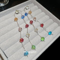 Multicolor Crystal Bead Chain Earrings with Polished Metal Details view 3