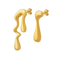 Asymmetric Liquid Drop Stud Earrings Gold And Steel Pair view 5