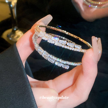 Crystal Open Cuff Bracelet in Gold and Silver Tones