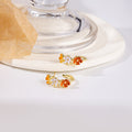 Gold C Hoop Flower Earrings Yellow White Orange Enamel view 4