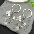 Antique Silver Guardian Angel Wing and Star Charm Keychain view 3
