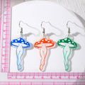 Silver Tone Mushroom Legs Printed Acrylic Hook Earrings view 5