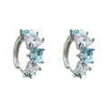 Silver Blue Clear Heart Crystal Huggie Hoop Earrings view 5