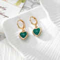 Gold Tone Crystal Heart Huggie Earrings in Seven Color Options view 7