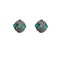 Green Gray Marbled Geometric Enamel Square Stud Earrings view 5