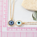 Gold Tone Crystal Halo Realistic Eyeball Pendant Necklaces view 3