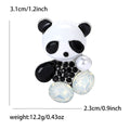 Enamel Panda Brooch Pearl Black Stones White Finish view 6