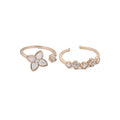 Open Flower And Band Ring Two-Piece Sets Silver Gold view 5