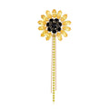 Yellow Crystal Sunflower Brooch With Faceted Crystals And Polished Metal Details view 2