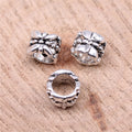 Antique Silver Leaf Relief Large Hole Metal Bead Component view 2