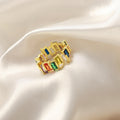 Gold Geometric Open Ring Multicolor Baguette Zircon Band view 2