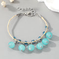Wrapped Cord Double Row Round Bead Charm Bracelets in Nine Colors view 12