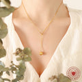 Y Lariat Paperclip Chain Necklace with Hammered Ball Pendant view 4