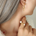 Double Layer Paperclip Chain Drop Stud Earrings Gold Steel view 3
