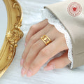 Open Geometric Diamond Cutout Rings Gold And Steel Tone view 3