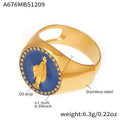 Classical Relief Enamel Rings in Pink Black and Blue view 8