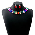 Four Color Rectangular Crystal Look Necklace and Earring Sets view 9