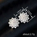 White Gold Tone Snowflake Crystal Flower Cluster Stud Earrings view 4