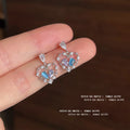 Silver Open Heart Blue Purple Crystal Drop Stud Earrings view 6