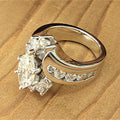 Marquise Clear Cluster Three-Stone Ring In Polished Silver Tone view 3