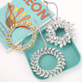 Rhinestone Leaf Wreath Hanging Ornament Metal Tree Charm view 2