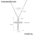 Zircon Cross Pendant Necklace Snake Chain Gold Steel Metal view 8