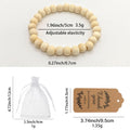 Natural Light Wood Bead Stretch Bracelet Elastic Cord view 2