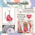 Mama Heart Wood Keychain, Red Pink Gingham Pattern view 4