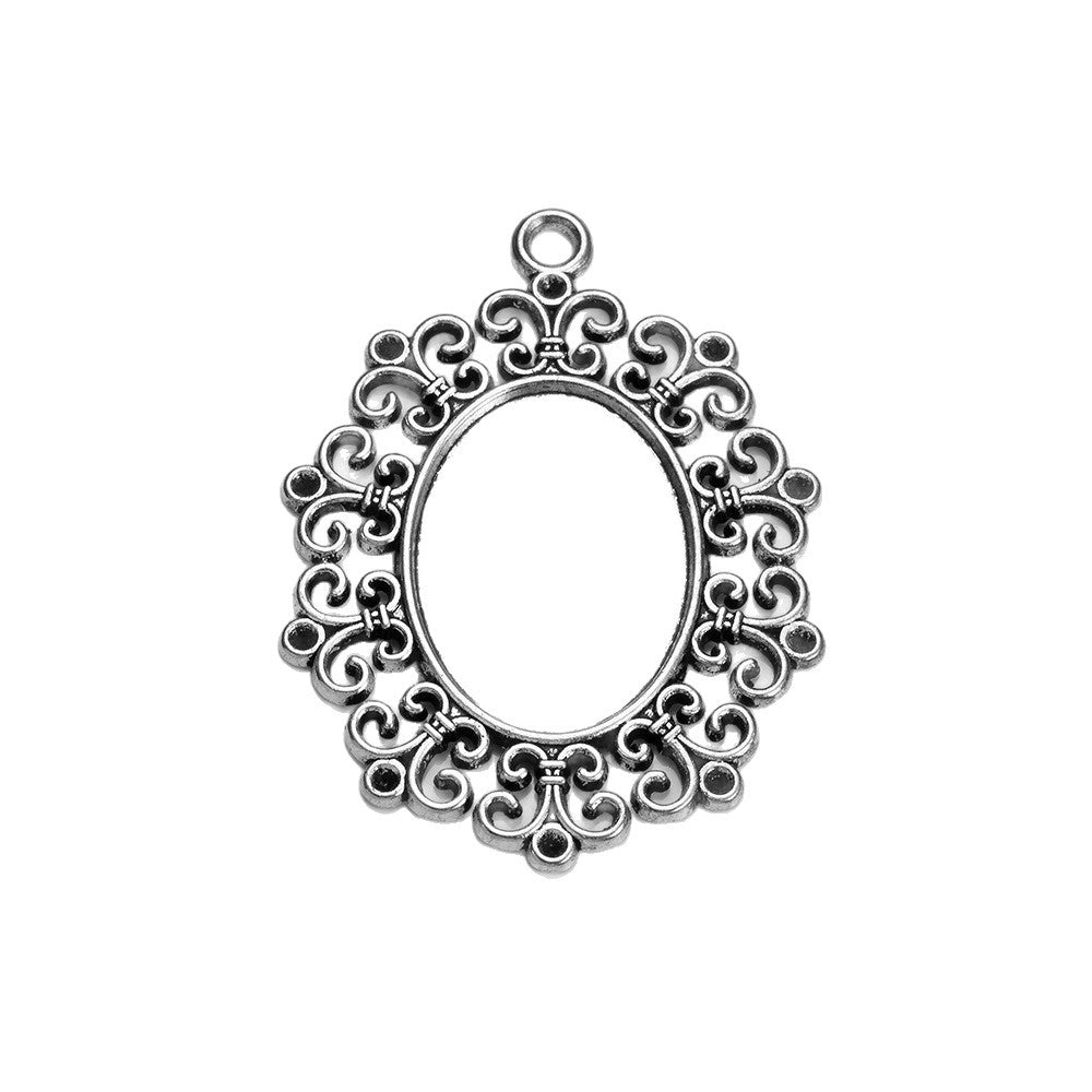 Vintage Alloy 25x18mm Cabochon Tray Pendant for DIY Keychain
