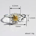 Two-Tone Daisy Leaf Open Adjustable Ring Silver Gold view 4